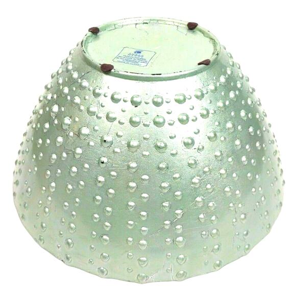 Three Hands Bumpy Glass Hand Painted Bowl Made in Turkey Scalloped Hobnail 11x6 - Picture 3 of 9